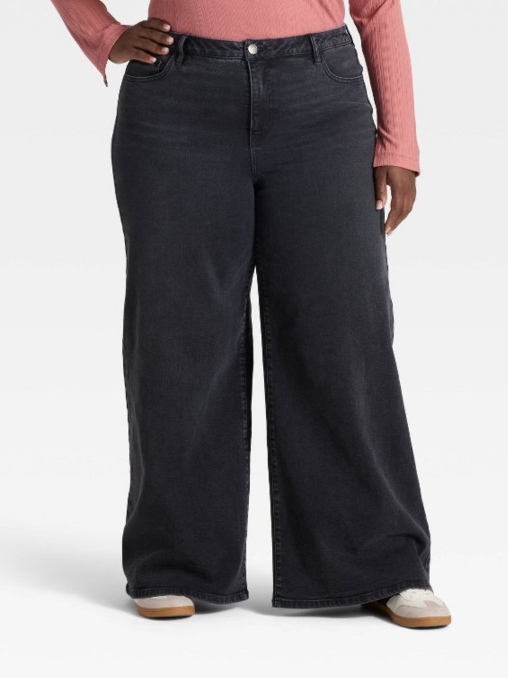 Ava & Viv wide leg high ride black denim pants size 20